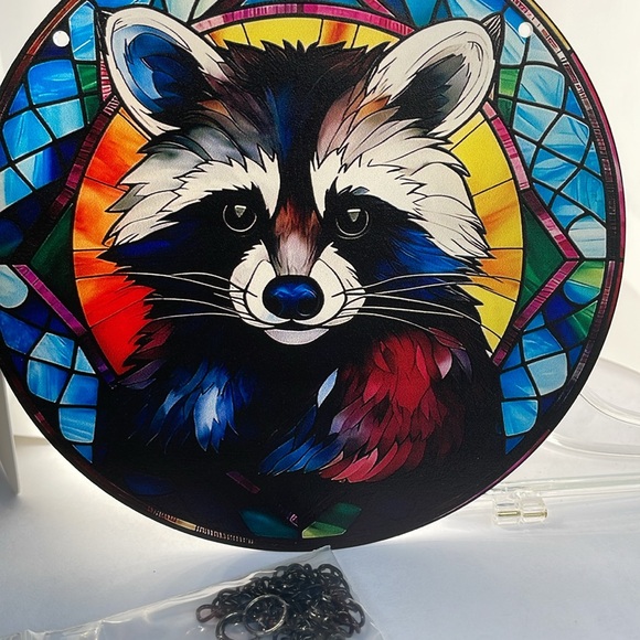 Raccoon Faux Stained Glass Acrylic SuncatcherWindow Art - Picture 3 of 4